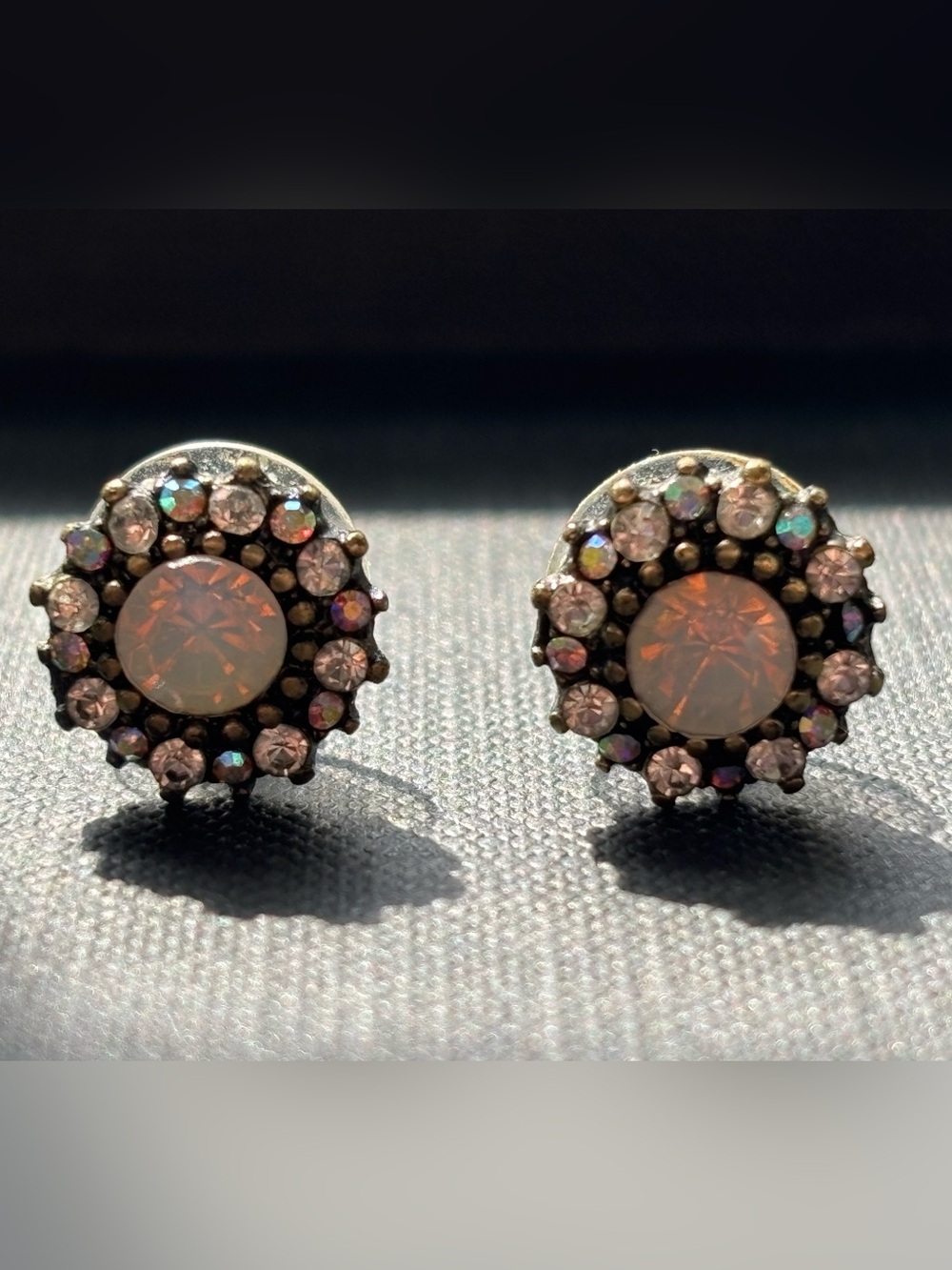 Opal Center Crystal Halo Stud Earrings -  Opal
